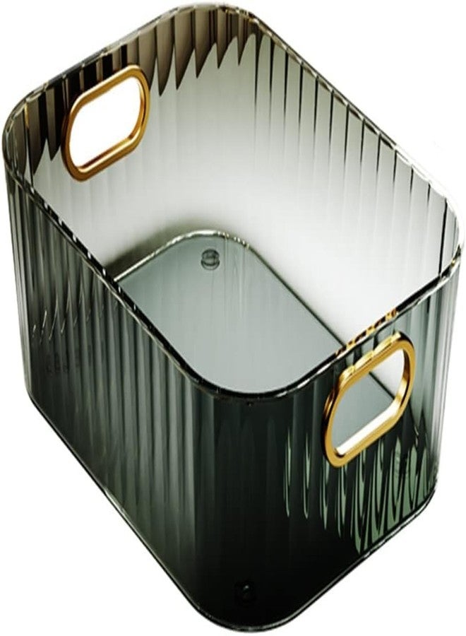 Clazkit Acrylic Desktop Storage Box with Handle Transparent Cosmetics Storage Organizer Multipurpose Use Tray for Kitchen Stackable Storage Box (Transparent) - Image 1